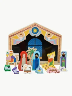 Kinder &k amsterdam Handgefertigte Spiel-Weihnachtskrippe The Crib, 14er-Set