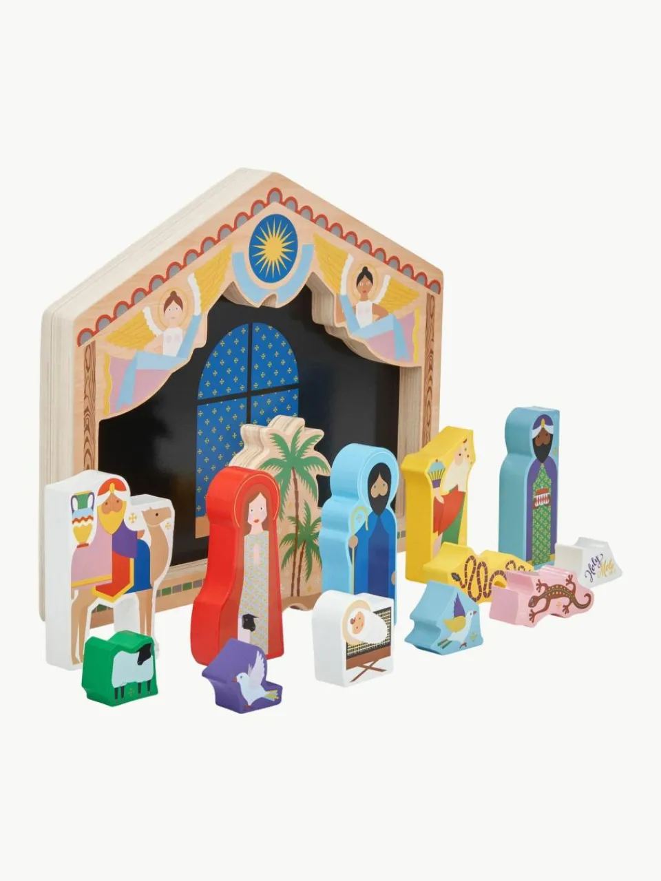 Kinder &k amsterdam Handgefertigte Spiel-Weihnachtskrippe The Crib, 14er-Set