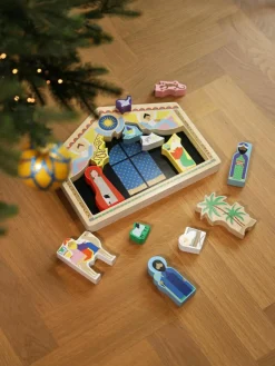 Kinder &k amsterdam Handgefertigte Spiel-Weihnachtskrippe The Crib, 14er-Set