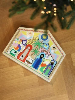 Kinder &k amsterdam Handgefertigte Spiel-Weihnachtskrippe The Crib, 14er-Set