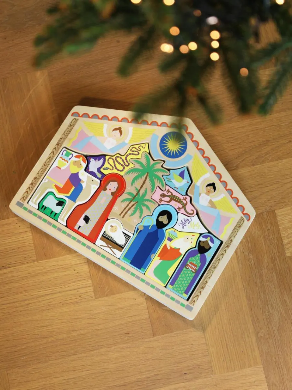Kinder &k amsterdam Handgefertigte Spiel-Weihnachtskrippe The Crib, 14er-Set