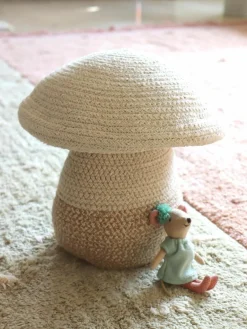 Kinder Lorena Canals Handgefertigter Aufbewahrungskorb Mushroom mit Deckel, H 27 cm