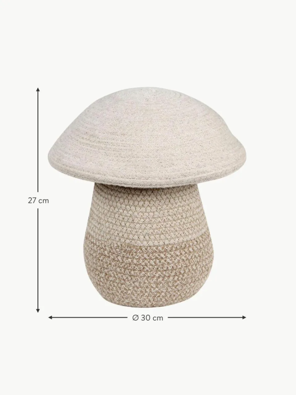 Kinder Lorena Canals Handgefertigter Aufbewahrungskorb Mushroom mit Deckel, H 27 cm