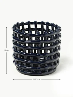 ferm LIVING Handgefertigter Aufbewahrungskorb Nalan aus Keramik, H 15 cm