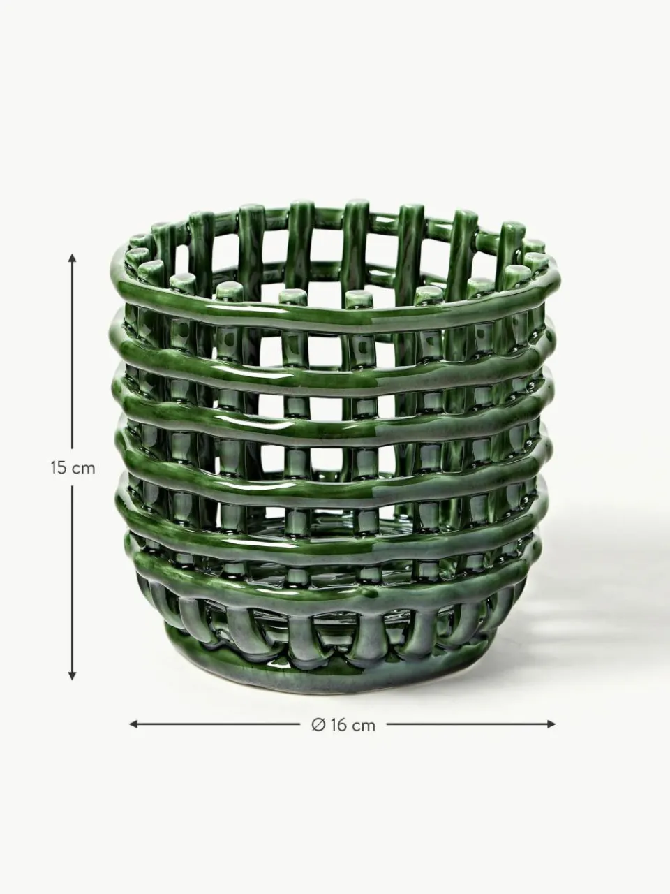 ferm LIVING Handgefertigter Aufbewahrungskorb Nalan aus Keramik, H 15 cm