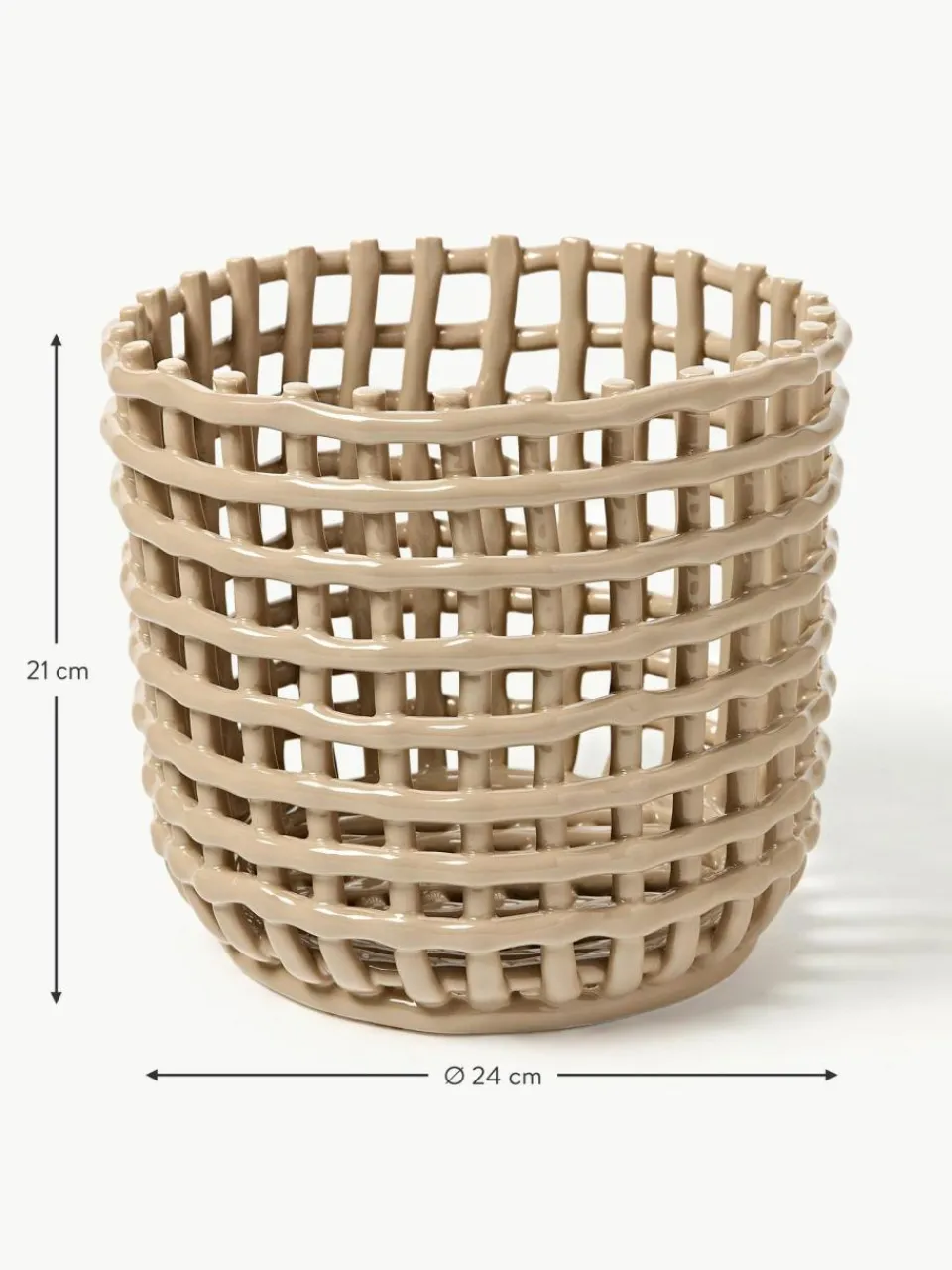 ferm LIVING Handgefertigter Aufbewahrungskorb Nalan aus Keramik, H 21 cm