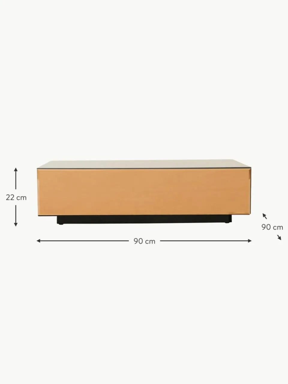 HKLIVING Handgefertigter Couchtisch Mirror aus Spiegelglas, B 90 cm