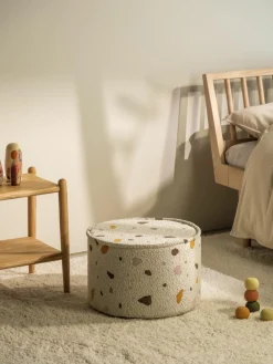 Kinder Wigiwama Handgefertigter Kinder-Pouf Sugar aus Bouclé, Ø 40 cm