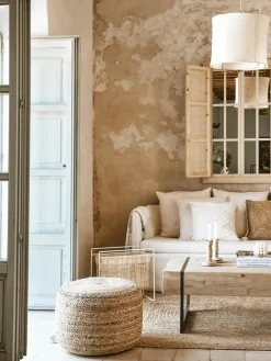 Westwing Collection Handgefertigter Pouf Bono aus Jute