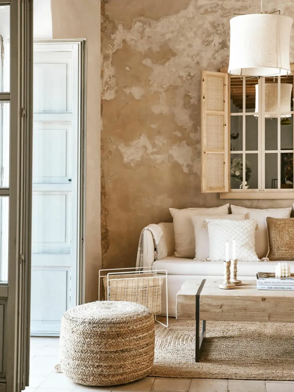 Westwing Collection Handgefertigter Pouf Bono aus Jute