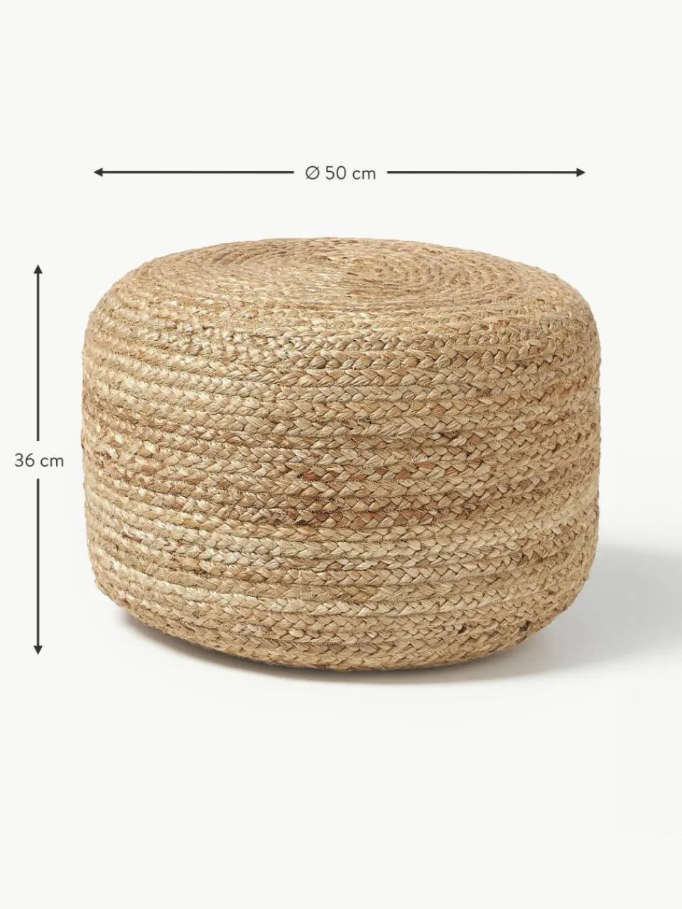 Westwing Collection Handgefertigter Pouf Bono aus Jute
