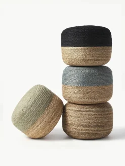 Westwing Collection Handgefertigter Pouf Bono aus Jute