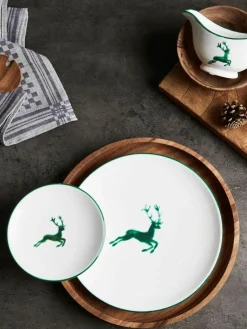 Gmundner Keramik Handgefertigter Speiseteller Cup Grüner Hirsch