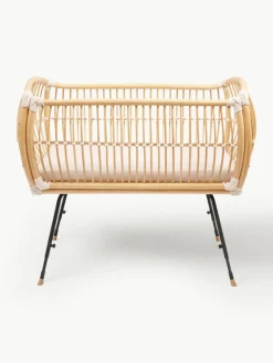 Kinder Bermbach Handgefertigtes Beistell-Babybett Martha aus Rattan, höhenverstellbar