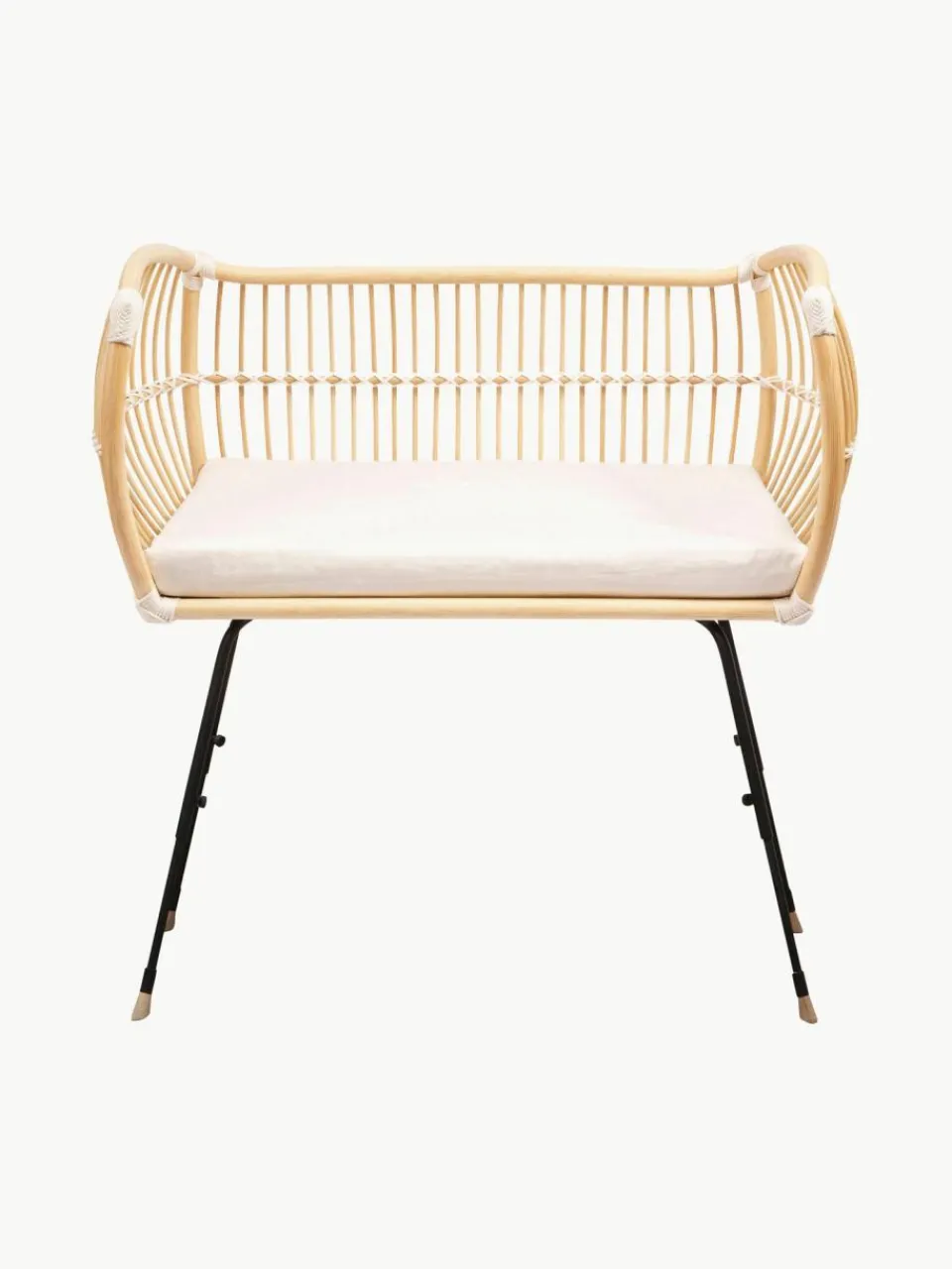 Kinder Bermbach Handgefertigtes Beistell-Babybett Martha aus Rattan, höhenverstellbar
