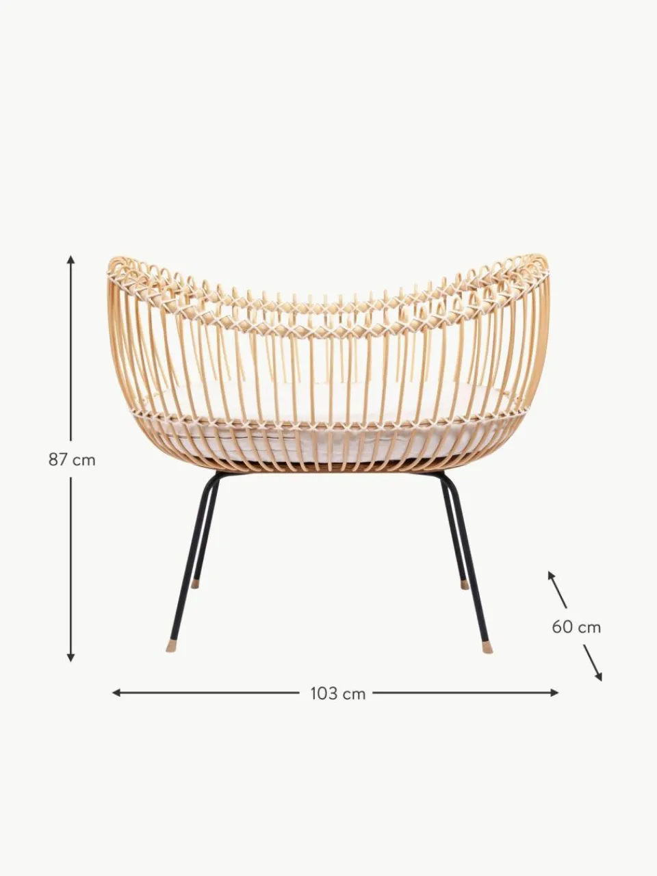Kinder Bermbach Handgefertigtes Stubenbett Lola aus Rattan