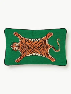 Jonathan Adler Handgefertigtes Woll-Dekokissen Tiger