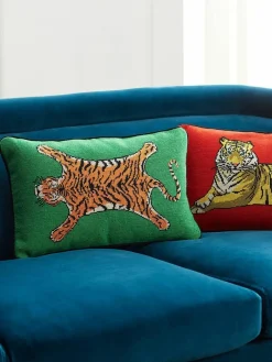 Jonathan Adler Handgefertigtes Woll-Dekokissen Tiger