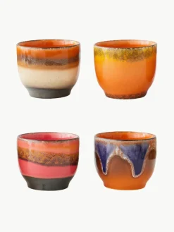 HKLIVING Handgemachte Keramik-Kaffeebecher 70's, 4er-Set
