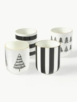 Westwing Collection Handgemachte Porzellan-Kaffeebecher Lumi, 4er-Set