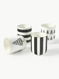 Westwing Collection Handgemachte Porzellan-Kaffeebecher Lumi, 4er-Set