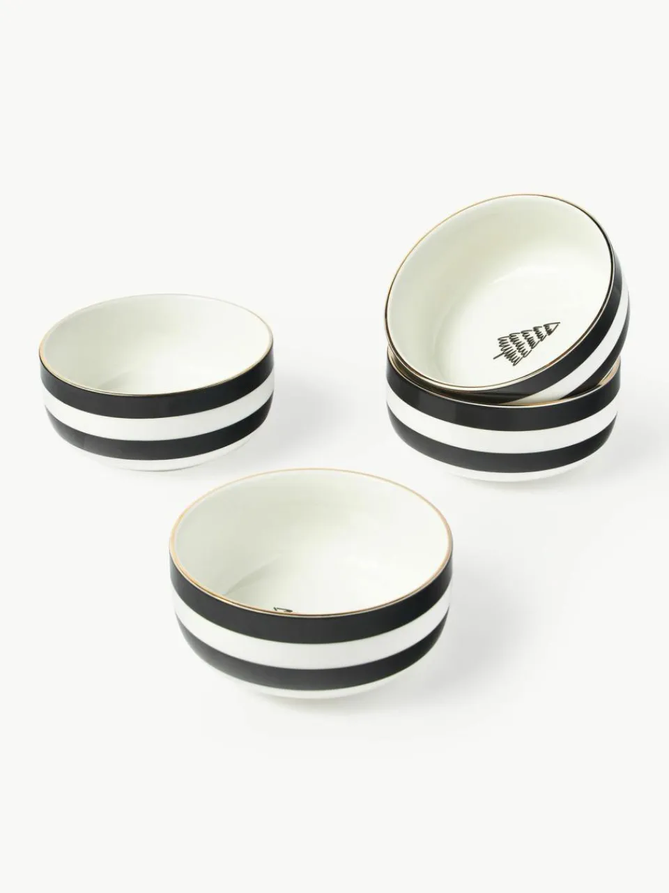 Westwing Collection Handgemachte Porzellan-Schälchen Lumi, 4 Stück