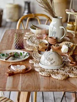 Bloomingville Handgemachte Servierplatte Bea mit Gräser-Motiv