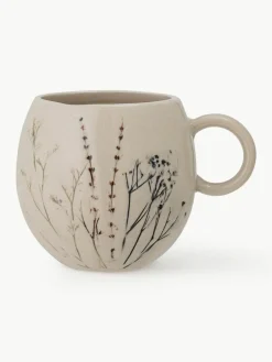Bloomingville Handgemachte Tassen Bea mit Gräser-Motiv und Craquelé Glasur, 2 Stück