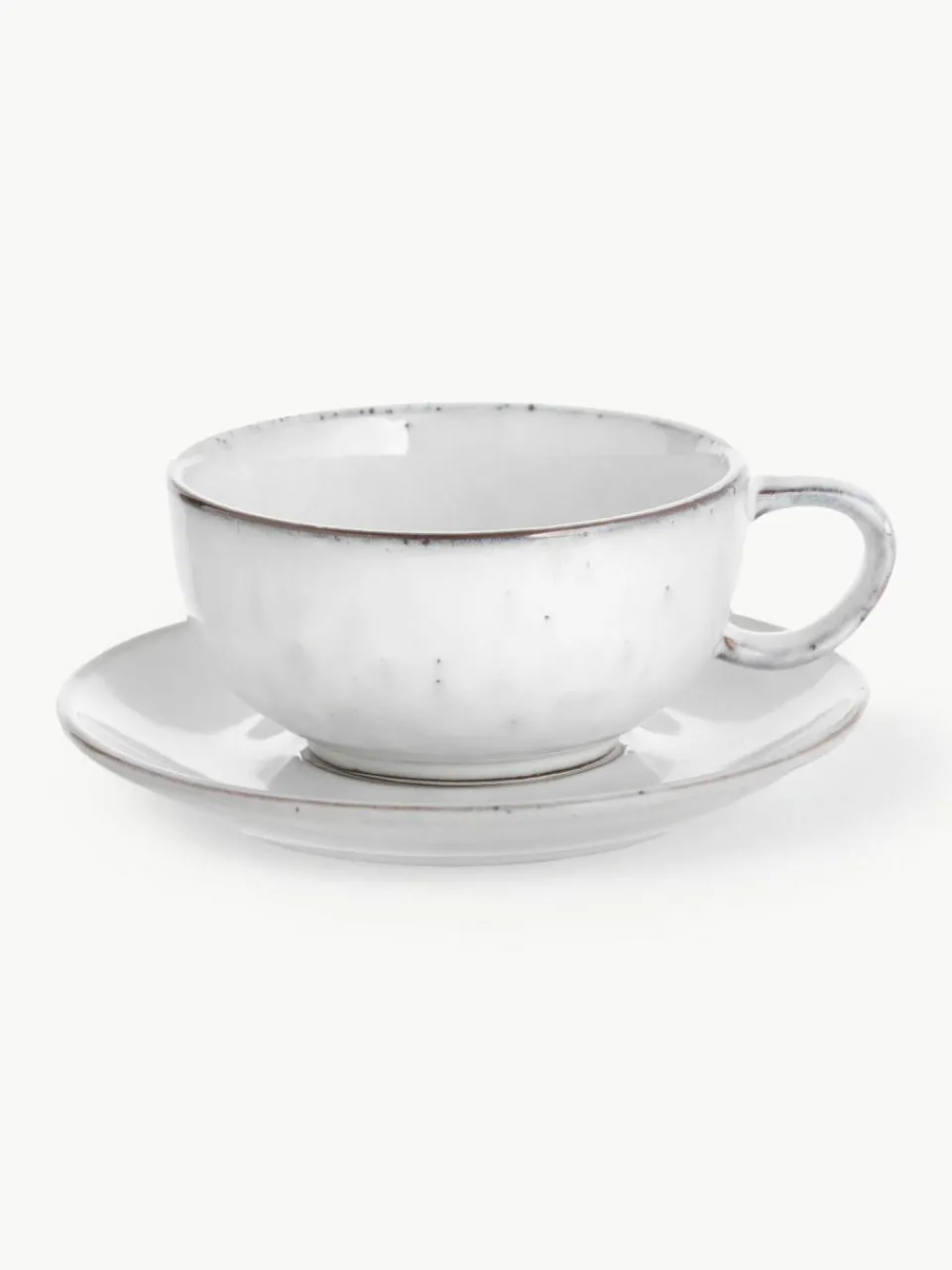 Broste Copenhagen Handgemachte Teetasse Nordic Sand mit Untertasse