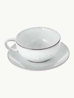 Broste Copenhagen Handgemachte Teetasse Nordic Sand mit Untertasse