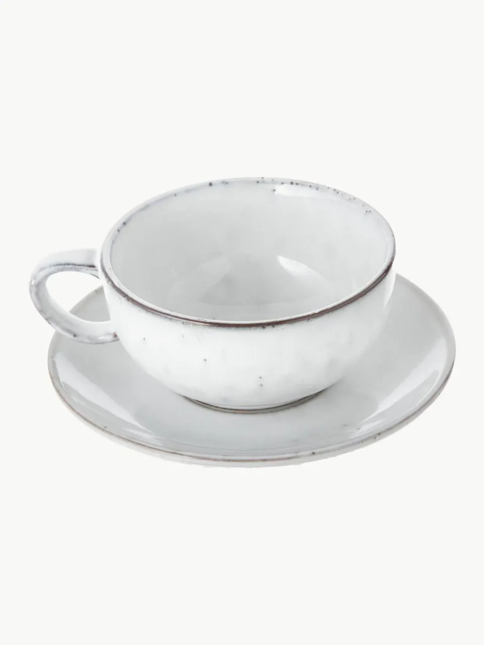 Broste Copenhagen Handgemachte Teetasse Nordic Sand mit Untertasse