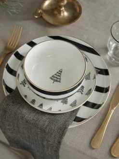 Westwing Collection Handgemachtes Porzellan-Geschirr-Set Lumi, 4 Personen (12-tlg.)
