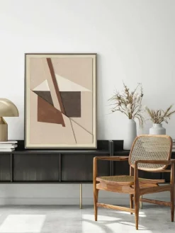Agave Handgemaltes Leinwandbild Brown Shapes mit Rahmen