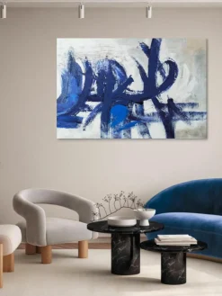 Agave Handgemaltes Leinwandbild Blue Stroke