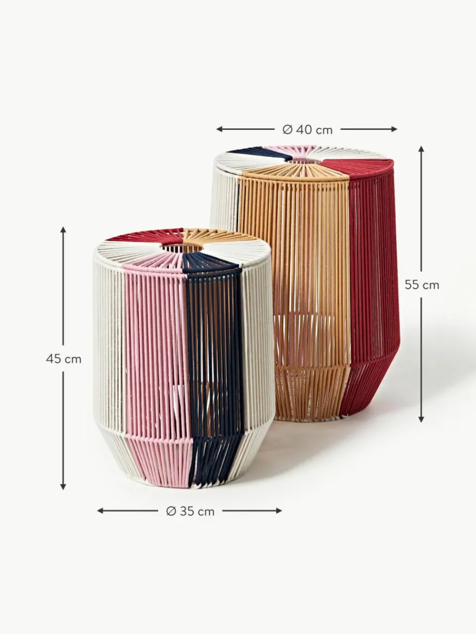 Westwing Collection Handgewebte Wäschekörbe Gabe aus Seil, 2er-Set