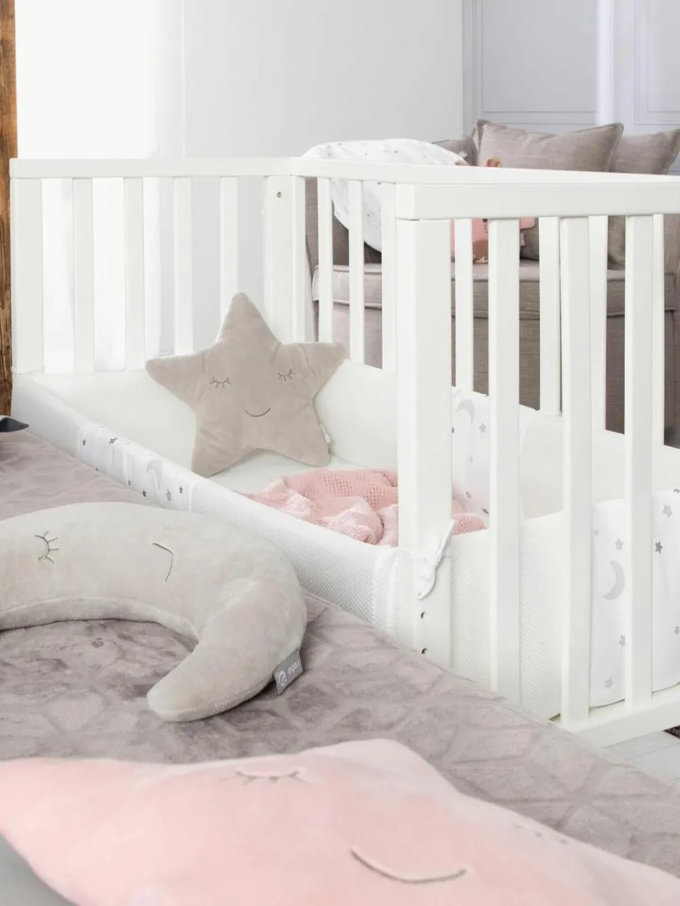 Kinder Westwing Höhenverstellbares Beistell-Babybett Sternenzauber, 45 x 90 cm