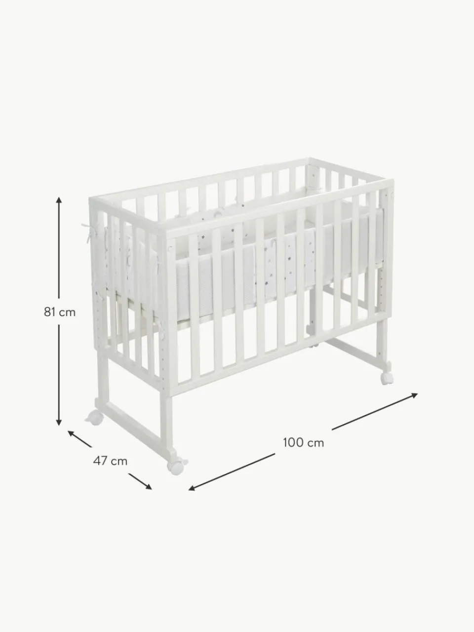 Kinder Westwing Höhenverstellbares Beistell-Babybett Sternenzauber mit Rollen, 45 x 90 cm