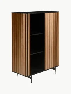 Westwing Highboard Linea mit Schiebetür und geriffelter Front