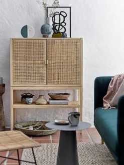 Bloomingville Highboard Sanna aus Kiefernholz und Rattan