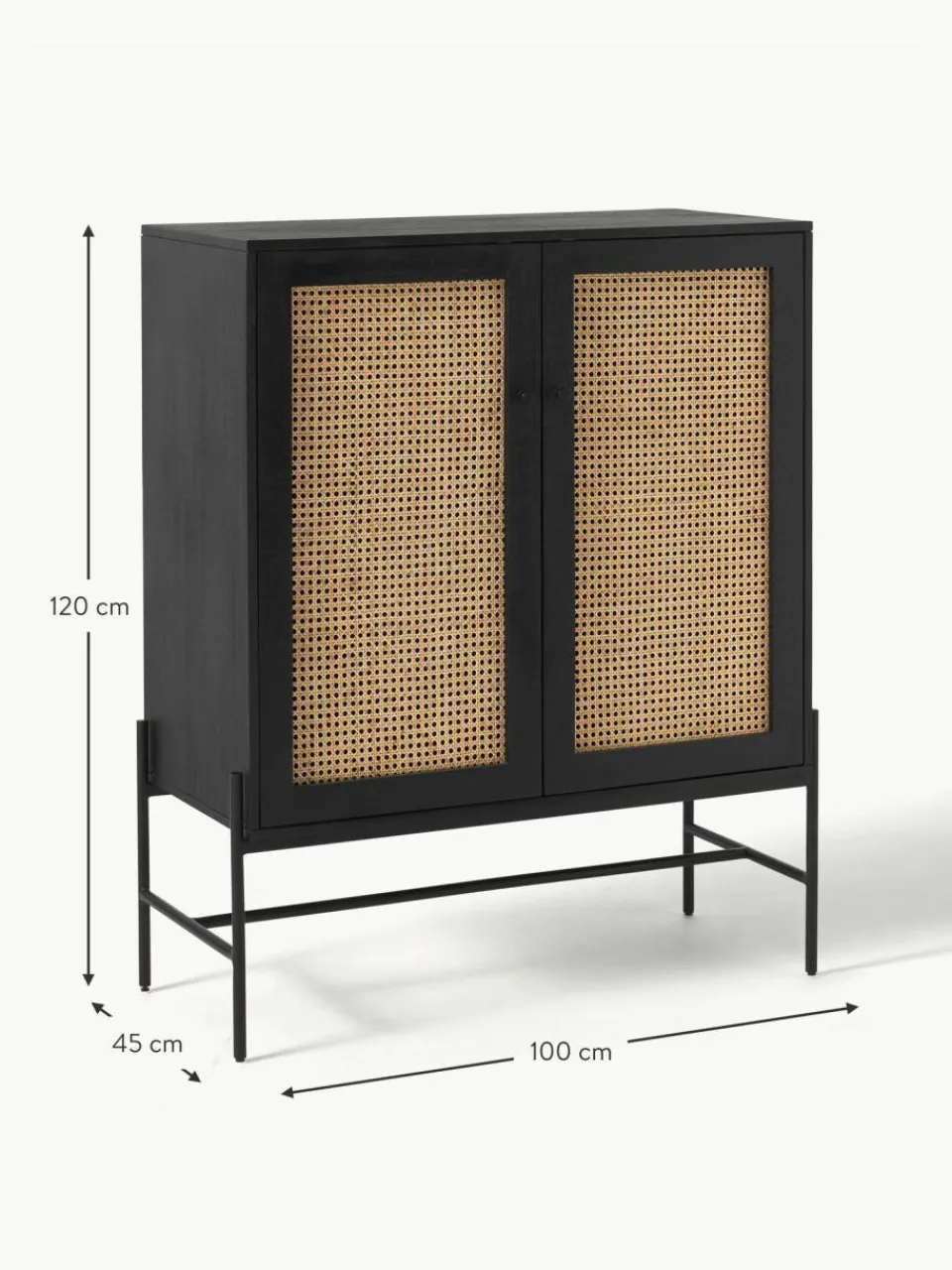 Westwing Collection Highboard Vienna mit Wiener Geflecht