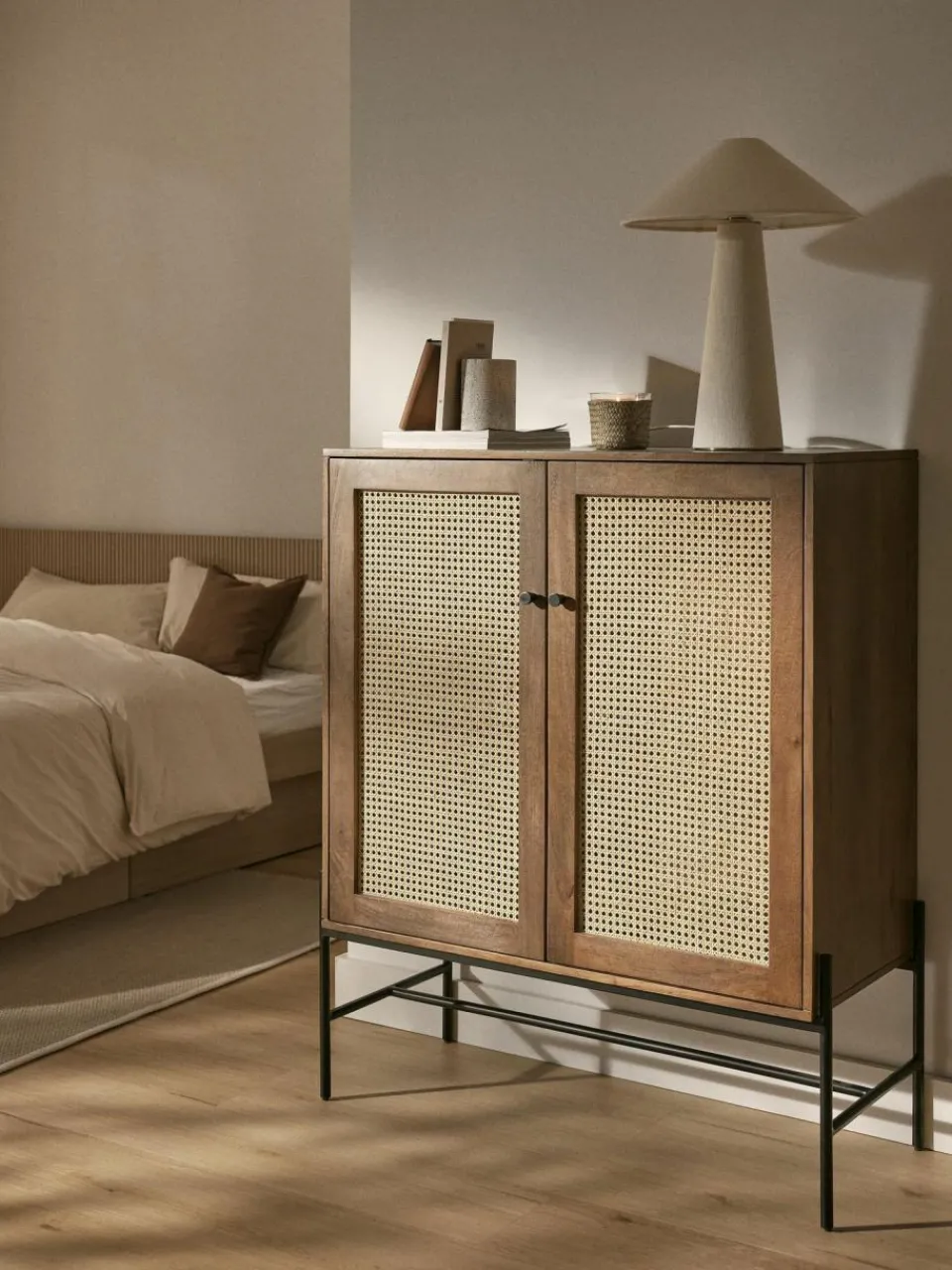 Westwing Collection Highboard Vienna mit Wiener Geflecht