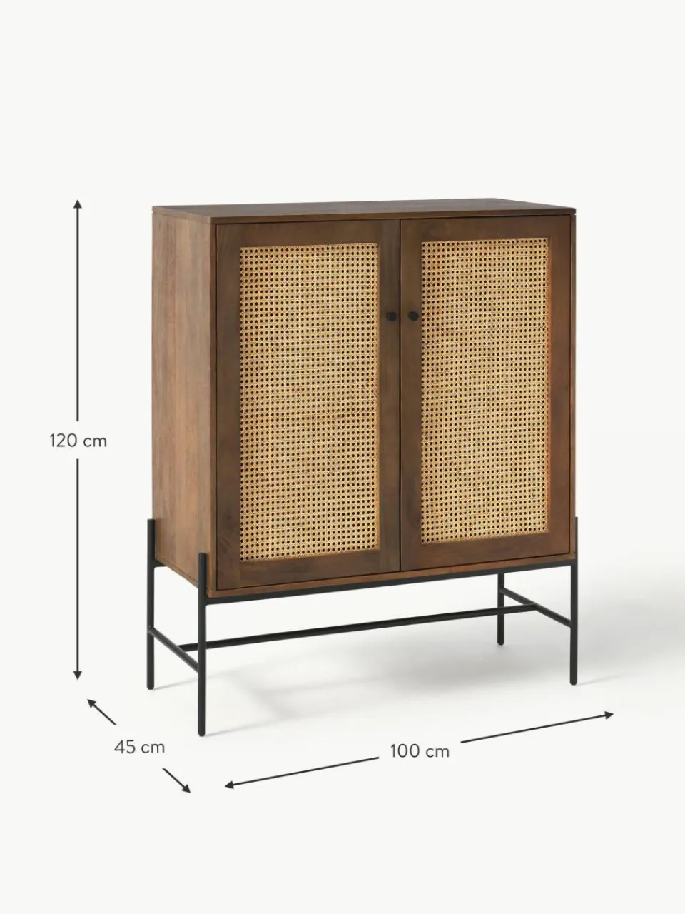 Westwing Collection Highboard Vienna mit Wiener Geflecht