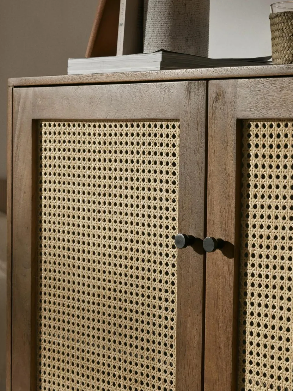 Westwing Collection Highboard Vienna mit Wiener Geflecht