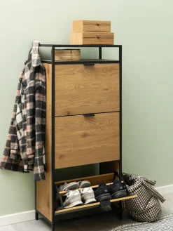 Westwing Holz-Schuhschrank Seaford mit Klappfächern