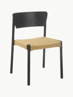 Westwing Collection Holzstühle Danny mit Rattan-Sitzfläche, 2 Stück