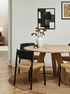 Westwing Collection Holzstühle Danny mit Rattan-Sitzfläche, 2 Stück