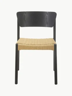 Westwing Collection Holzstühle Danny mit Rattan-Sitzfläche, 2 Stück