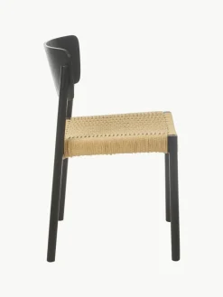 Westwing Collection Holzstühle Danny mit Rattan-Sitzfläche, 2 Stück