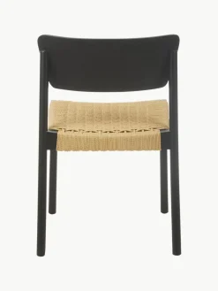 Westwing Collection Holzstühle Danny mit Rattan-Sitzfläche, 2 Stück