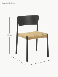 Westwing Collection Holzstühle Danny mit Rattan-Sitzfläche, 2 Stück